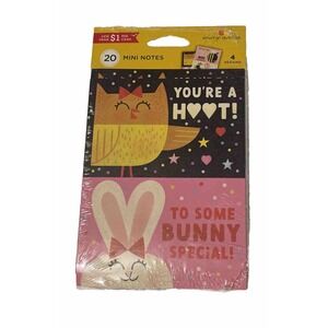 American Greetings Mini Notes Valentine's Allison Black Illustration Owl Bunny